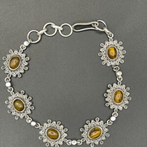 Tiger's Eye in Handmade Silver Plated Bracelet